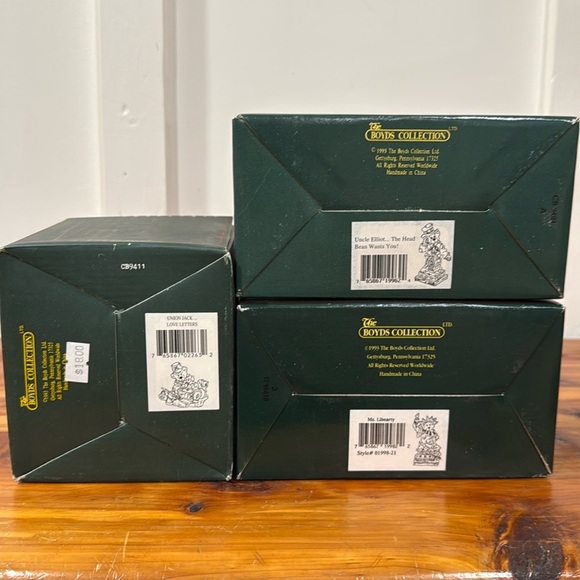 NIB Vtg 90's Boyds Bears Figurines Lot of 3 Union Jack Uncle Elliot Ms Libearty - Picture 2 of 11